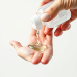 A close-up shot of a hand squeezing clear alcohol hand gel onto the palm, with a clean, bright background. The gel forms a small puddle, ready for spreading. Focus on the action and the texture of the gel, ultra realistic, highly detailed, 8k quality, photorealistic, good lighting