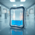 Detailed cross-section of an advanced medical gel pack showing its internal structure. The gel pack is transparent, revealing a blue phase-change material inside. It's surrounded by a durable, flexible polymer casing. The background is a clean, sterile laboratory environment with subtle glowing lines indicating thermal regulation pathways. Scientific diagrams illustrating temperature curves are subtly overlaid, showcasing precise thermal control, ultra realistic, highly detailed, 8k quality, photorealistic, educational style, showing the unseen science behind it.