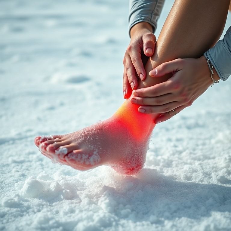 surprising - athlete applying cold therapy to a sprained ankle