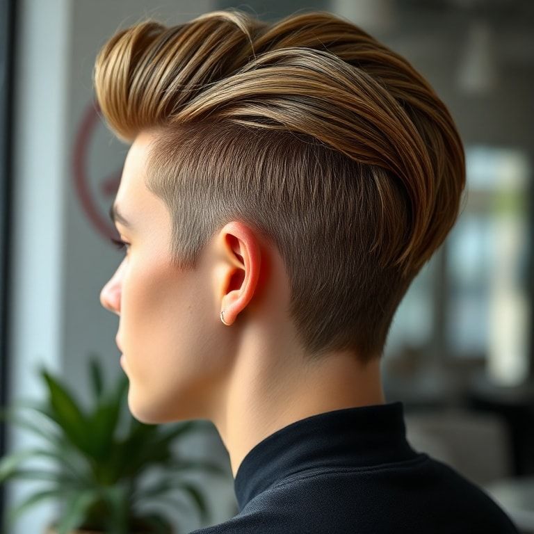 Close-up shot of a person with stylish, naturally-looking hair styled with gel, showing texture and slight shine. The hair is