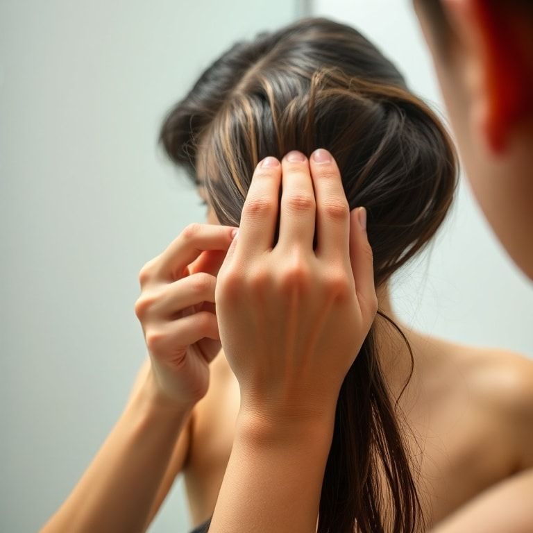 perfect - A close-up shot of a person's hands delicately applying hair gel to their damp, dark brown hair. The person is look