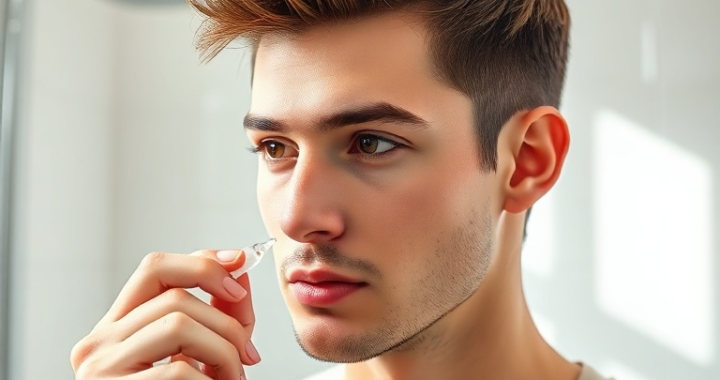 A person with short, stylish hair, applying hair gel with their fingertips, looking focused. The hair is slightly damp and styled upwards, showing texture. The background is a clean, modern bathroom with soft natural light, reflecting a sense of morning routine and self-care. The gel in their hand is clear, and the overall mood is fresh and confident, ultra realistic, highly detailed, 8k quality, photorealistic